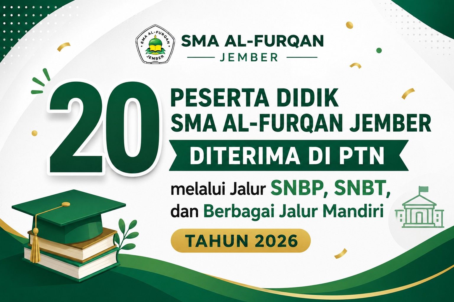 20 Peserta Didik SMA Al-Furqan Jember Diterima di PTN melalui Jalur SNBP, SNBT, dan Berbagai Jalur Mandiri Tahun 2026