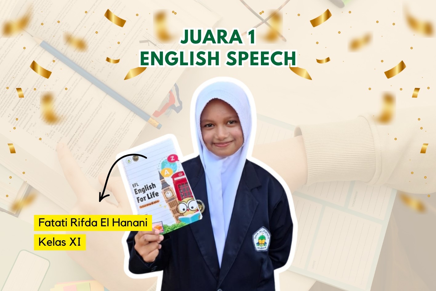 Fatati Rifda El Hanani Raih Juara 1 English Speech Competition Tingkat Nasional
